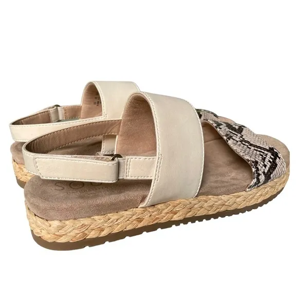 SOUL Naturalizer Dorri Wedge Snake Print Raffia Platform Sandals Size 9.5
