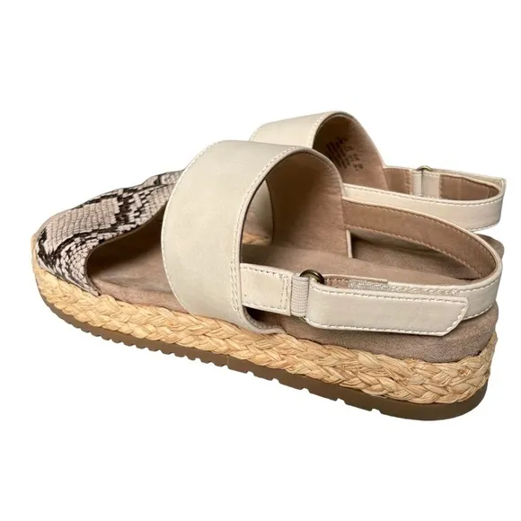 SOUL Naturalizer Dorri Wedge Snake Print Raffia Platform Sandals Size 9.5