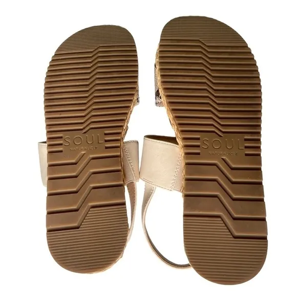 SOUL Naturalizer Dorri Wedge Snake Print Raffia Platform Sandals Size 9.5