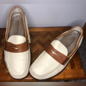Sperry cream/brown leather loafers