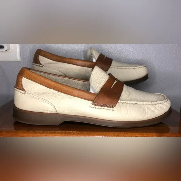 Sperry cream/brown leather loafers