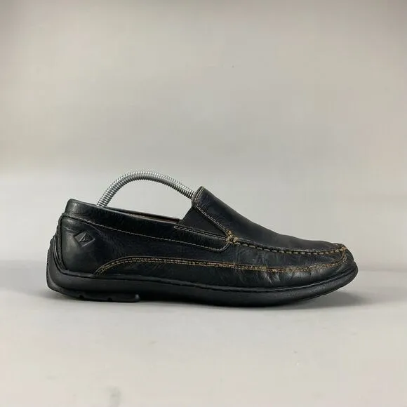Sperry Gold Cup Men’s 9.5 M Black Leather Slip On Moc Toe Driving Loafers Casual