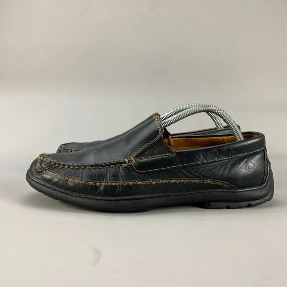 Sperry Gold Cup Men’s 9.5 M Black Leather Slip On Moc Toe Driving Loafers Casual