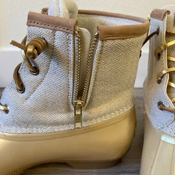 Sperry Saltwater Duck Rainboots in Metallic Gold Size 9 NIB