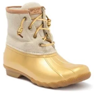 Sperry Saltwater Duck Rainboots in Metallic Gold Size 9 NIB