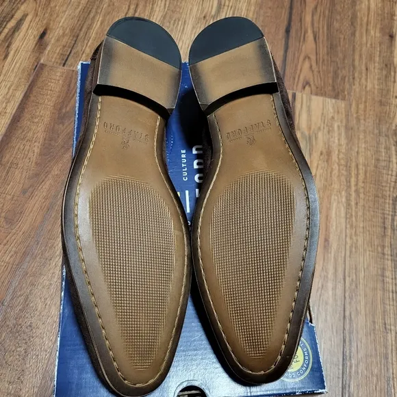 Stafford Mens Digby Suede Loafers Shoes Tassel Dark Brown Leather Slip On