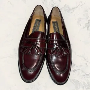 Steeple Gate Maroon Brown Tassel Leather Slip On Loafers Men’s Size 9.5D $200