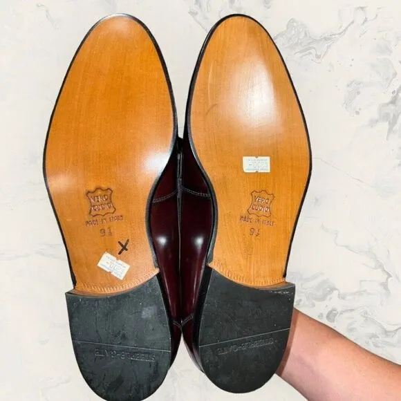 Steeple Gate Maroon Brown Tassel Leather Slip On Loafers Men’s Size 9.5D $200