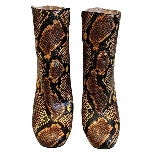 Steve Madden Boots Yellow Snakeskin Print Pixie Ankle Boot, Sz 10