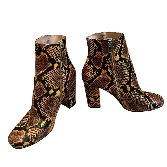 Steve Madden Boots Yellow Snakeskin Print Pixie Ankle Boot, Sz 10