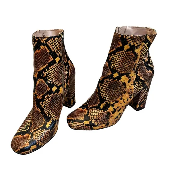 Steve Madden Boots Yellow Snakeskin Print Pixie Ankle Boot, Sz 10