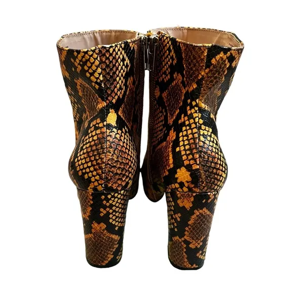 Steve Madden Boots Yellow Snakeskin Print Pixie Ankle Boot, Sz 10