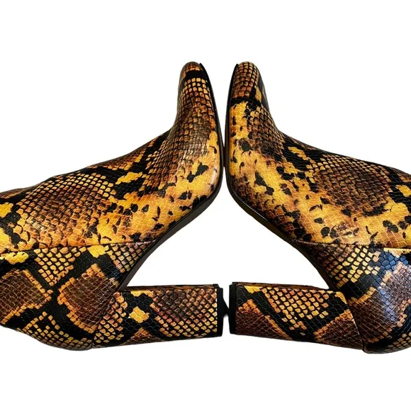Steve Madden Boots Yellow Snakeskin Print Pixie Ankle Boot, Sz 10