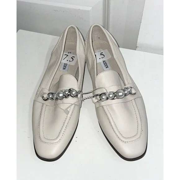 Steve Madden Carrine Women’s Pearl Embellished Leather Loafers size 7.5 NWT