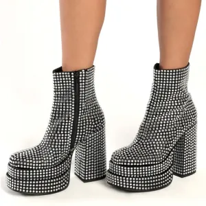 Steve Madden Cobra Rhinestone Glam Platform Boots