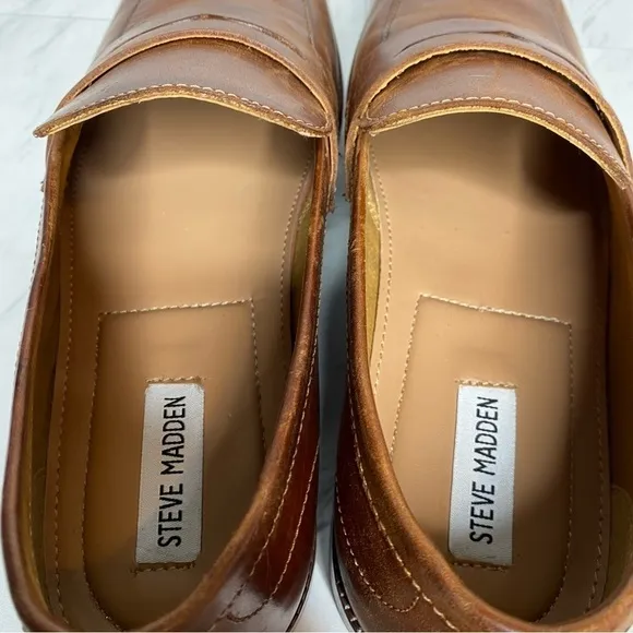 Steve Madden Darlton Cognac Leather Men’s Penny Loafer 10D