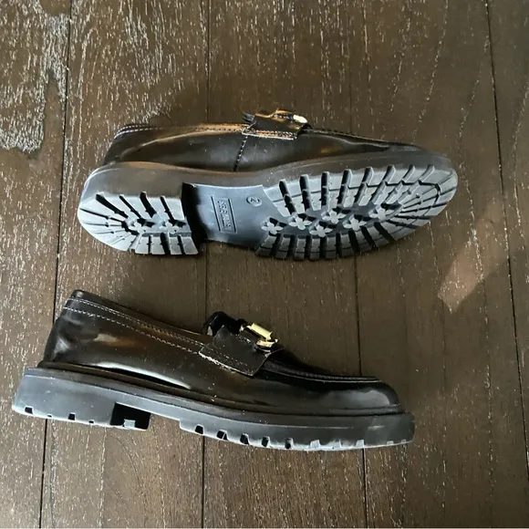 Steve Madden Girls Lando Loafer Flats‎ Patent Vegan Leather Horsebit Size 2