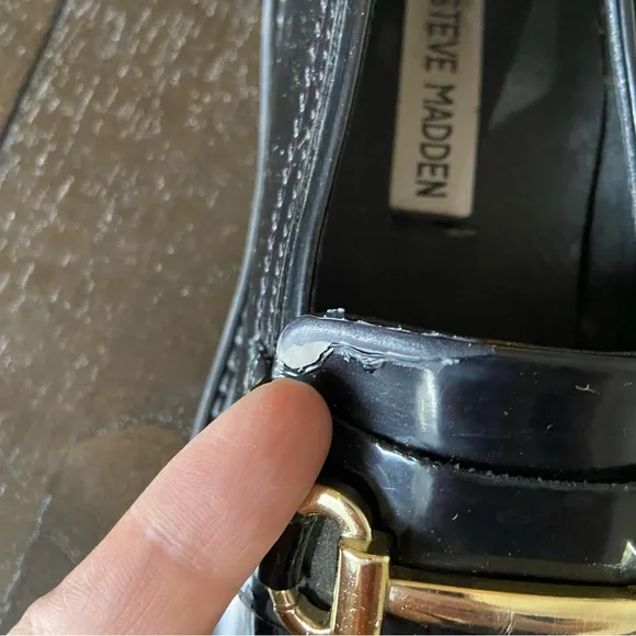 Steve Madden Girls Lando Loafer Flats‎ Patent Vegan Leather Horsebit Size 2