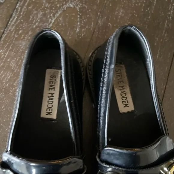 Steve Madden Girls Lando Loafer Flats‎ Patent Vegan Leather Horsebit Size 2