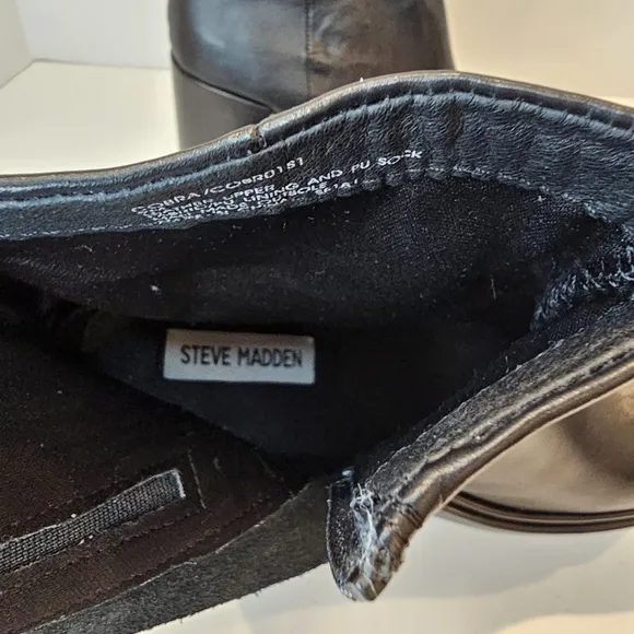 Steve Madden Platform Boots Women's Size 9 Black Leather NWOT Square Toe