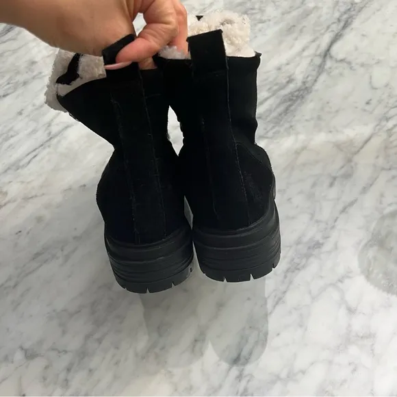 Steve Madden Resa Faux Shearling Moto Winter Boots suede