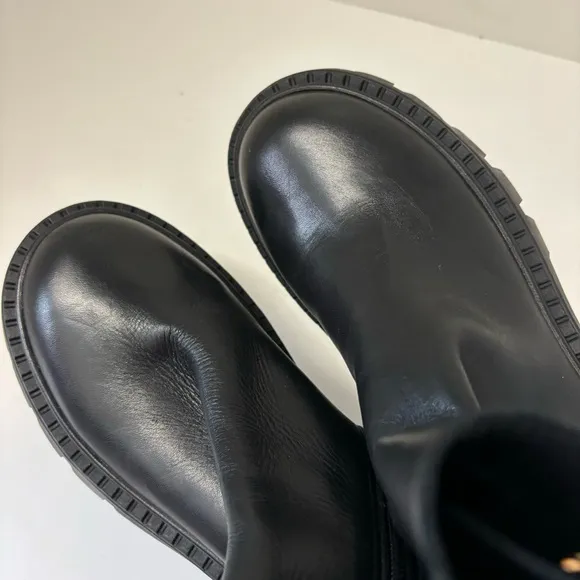 Steve Madden Sameera Black Leather Festival Platform Moto Boots Sz 6M