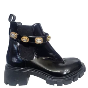 Steve Madden Women's Black Patent Amulet Ankle Boots Size 9