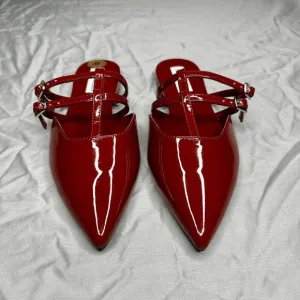 Steve‎ Madden Womens Shoes Double Buckle Flats In Red Size 8M New
