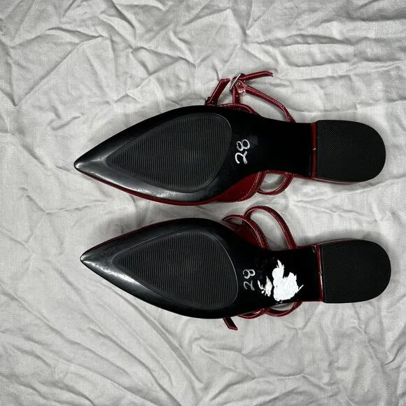 Steve‎ Madden Womens Shoes Double Buckle Flats In Red Size 8M New
