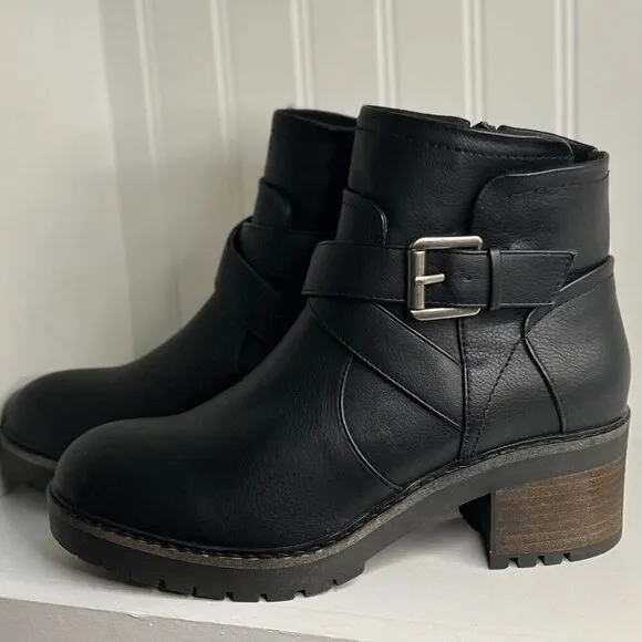 Steve Madden Womens Vannessah Black Comba Boots 10 Medium (B,M)