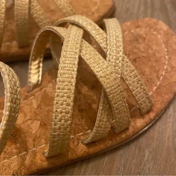 STEVE MADDEN Youth Girls JSONDRA Criss Cross Buckle Sandals - Natural Raffia
