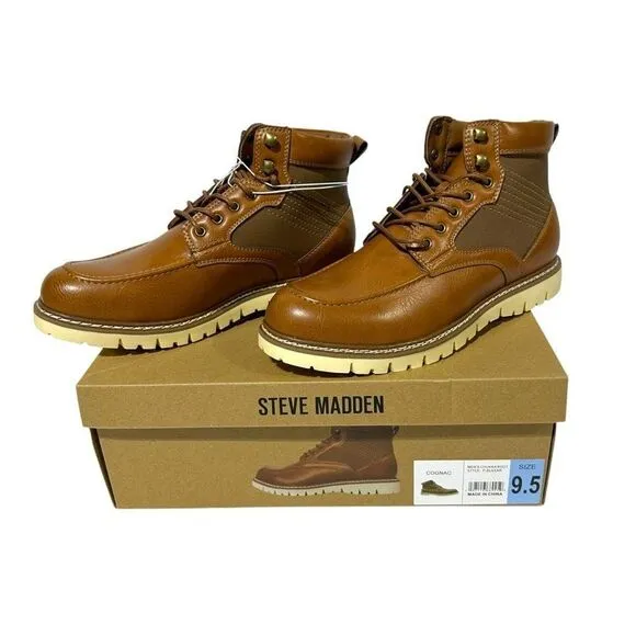 Steve Madden Men's Bleeker Boot Color Cognac Size 9.5