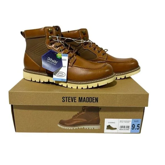 Steve Madden Men's Bleeker Boot Color Cognac Size 9.5