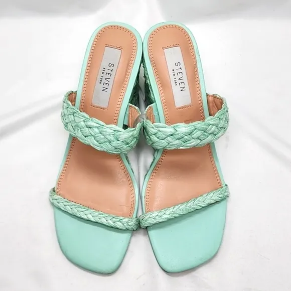 STEVE NEW YORK ARDY ESPADRILLE WEDGE SANDALS MINT WOMENS SIZE 7 NWOB