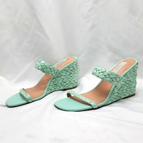 STEVE NEW YORK ARDY ESPADRILLE WEDGE SANDALS MINT WOMENS SIZE 7 NWOB