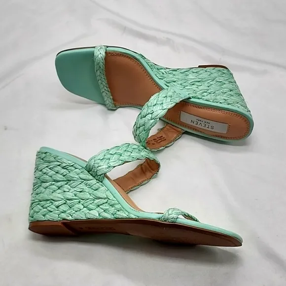 STEVE NEW YORK ARDY ESPADRILLE WEDGE SANDALS MINT WOMENS SIZE 7 NWOB