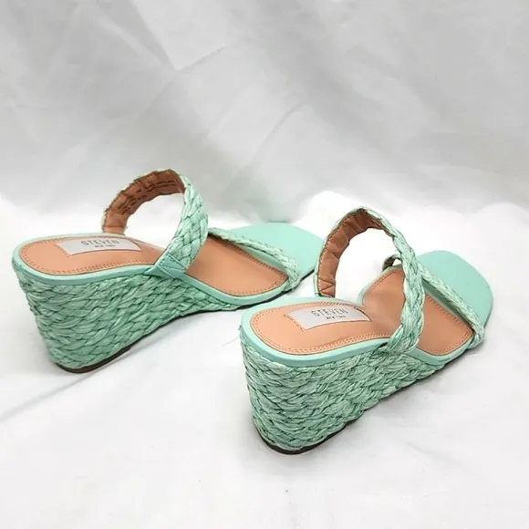 STEVE NEW YORK ARDY ESPADRILLE WEDGE SANDALS MINT WOMENS SIZE 7 NWOB