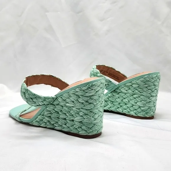 STEVE NEW YORK ARDY ESPADRILLE WEDGE SANDALS MINT WOMENS SIZE 7 NWOB