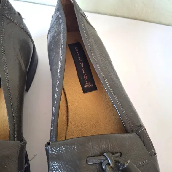 Steven By Steve Madden Gray Leather Tassel Loafers
