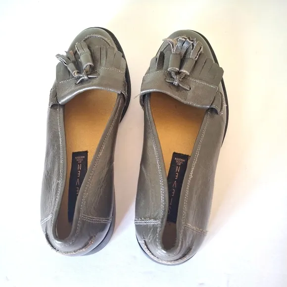 Steven By Steve Madden Gray Leather Tassel Loafers