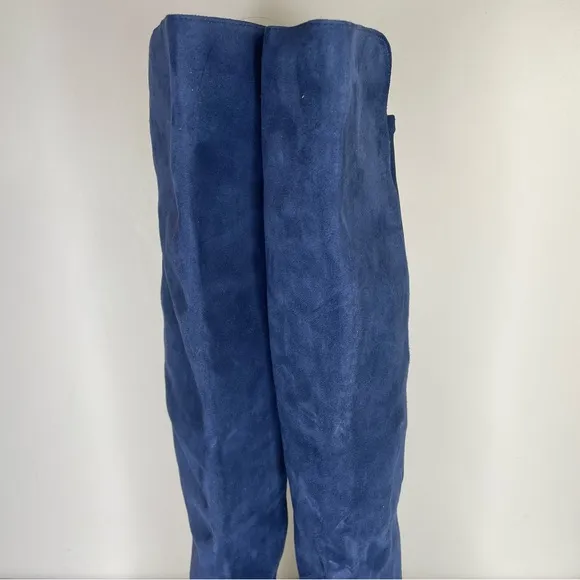 Stuart Weitzman 5050 Lift City Boots Blue Suede size 9.5 NWOB