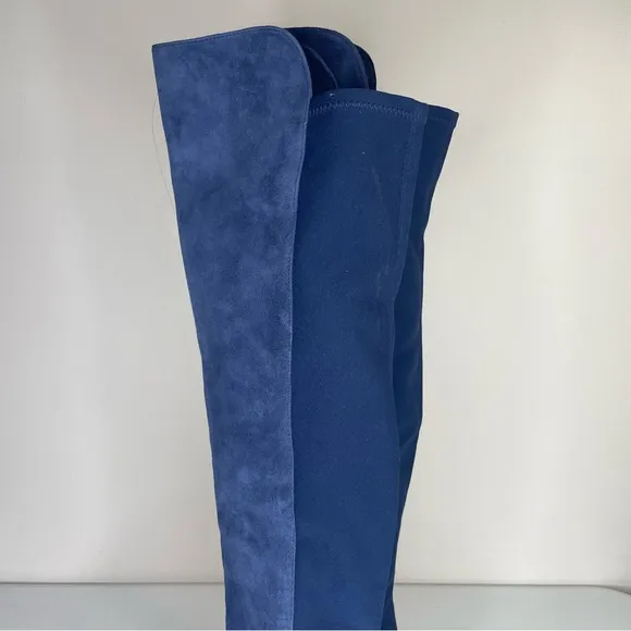 Stuart Weitzman 5050 Lift City Boots Blue Suede size 9.5 NWOB