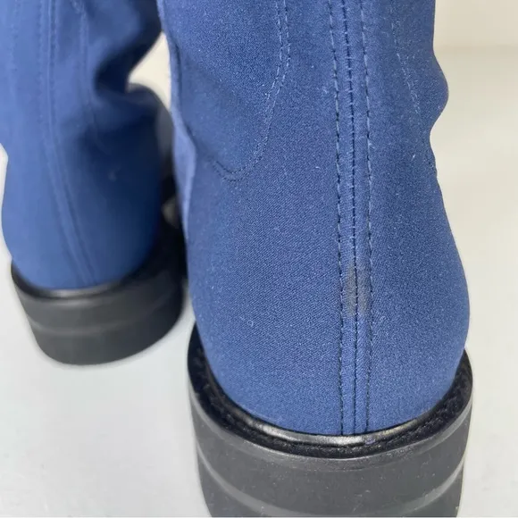 Stuart Weitzman 5050 Lift City Boots Blue Suede size 9.5 NWOB
