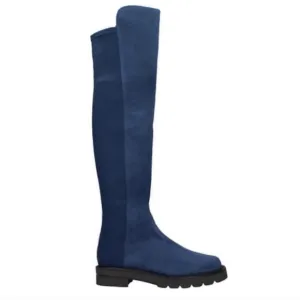 Stuart Weitzman 5050 Lift City Boots Blue Suede size 9.5 NWOB