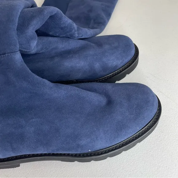 Stuart Weitzman 5050 Lift City Boots Blue Suede size 9.5 NWOB