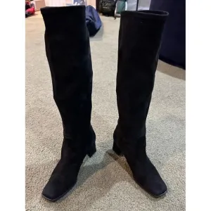Stuart Weitzman Black Leather Suede Boots Women’s 7.5 Knee High Resist Gore Tex