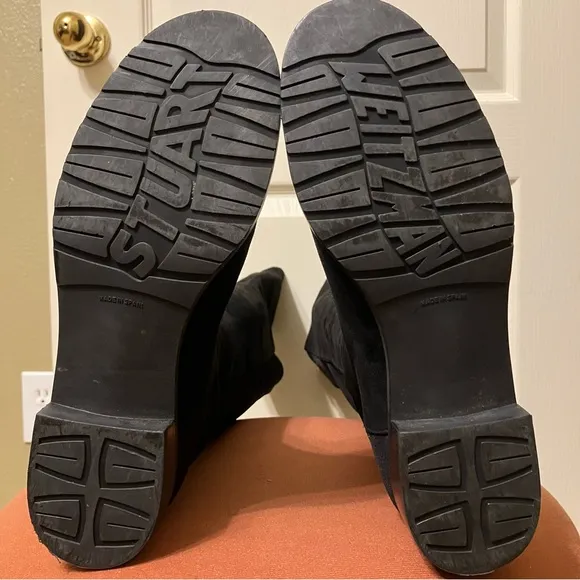 STUART WEITZMAN Boots 5050 Black SUEDE Stretch OTK - Sz 8 M Made in Spain