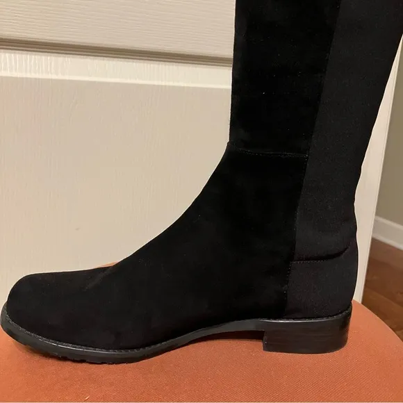 STUART WEITZMAN Boots 5050 Black SUEDE Stretch OTK - Sz 8 M Made in Spain