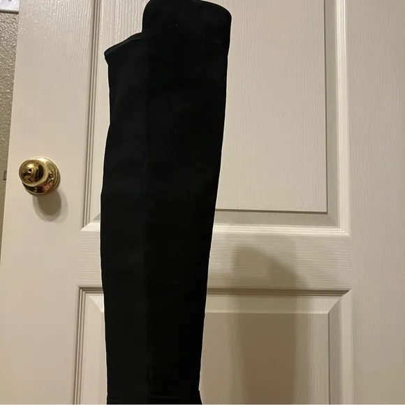 STUART WEITZMAN Boots 5050 Black SUEDE Stretch OTK - Sz 8 M Made in Spain