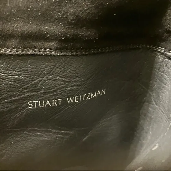 STUART WEITZMAN Boots 5050 Black SUEDE Stretch OTK - Sz 8 M Made in Spain